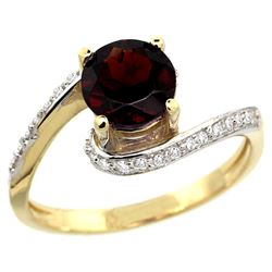 Natural 1.25 ctw garnet & Diamond Engagement Ring 10K Yellow Gold - REF-42A9V