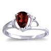Genuine 0.66 ctw Garnet & Diamond Ring Jewelry 14KT White Gold - REF-31W4Y