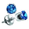 1.03 CTW Blue Color Diamond Solitaire Stud Earrings 14KT White Gold - REF-37Y5X