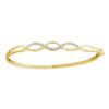 0.13 CTW Diamond Woven Strand Bangle Bracelet 10KT Yellow Gold - REF-57W2K