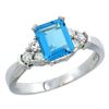 Natural 1.48 ctw swiss-blue-topaz & Diamond Engagement Ring 10K White Gold - REF-43N3G
