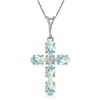 Genuine 1.75 ctw Aquamarine & Diamond Necklace Jewelry 14KT White Gold - REF-44H7X