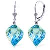 Genuine 27.85 ctw Blue Topaz Earrings Jewelry 14KT White Gold - REF-74M9T