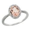 Natural 1.22 ctw Morganite & Diamond Engagement Ring 14K White Gold - REF-31W5K