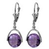 Genuine 6.5 ctw Amethyst Earrings Jewelry 14KT White Gold - REF-43P4H