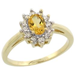 Natural 0.67 ctw Citrine & Diamond Engagement Ring 10K Yellow Gold - REF-38N8G