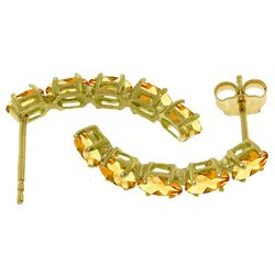 Genuine 2.5 ctw Citrine Earrings Jewelry 14KT White Gold - REF-37N4R