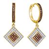 Image 1 : 0.50 CTWCognac-brown Color Diamond Diagonal Earrings 10KT Yellow Gold - REF-30N2F