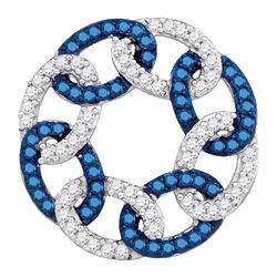 0.33 CTW Blue Color Diamond Circle Linked Pendant 10KT White Gold - REF-18H2M