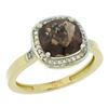 Natural 3.94 ctw Smoky-topaz & Diamond Engagement Ring 10K Yellow Gold - REF-29F2N
