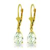 Genuine 2.85 ctw Aquamarine Earrings Jewelry 14KT Yellow Gold - REF-36P8H