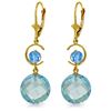 Genuine 11.60 ctw Blue Topaz Earrings Jewelry 14KT Yellow Gold - REF-47R5P