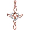 0.06 CTW Diamond Heart Cross Pendant 10KT Rose Gold - REF-8M9H