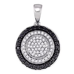 0.50 CTWBlack Color Diamond Circle Pendant 10KT White Gold - REF-26Y9X