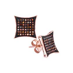 0.33 CTW Red Color Diamond Square Kite Cluster Earrings 10KT Rose Gold - REF-30X2Y