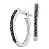 0.25 CTW Black Color Diamond Hoop Earrings 10KT White Gold - REF-19K4W