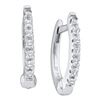 Image 1 : 0.08 CTW Prong-set Diamond Single Row Hoop Earrings 14KT White Gold - REF-24X2Y