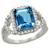 Natural 3.08 ctw swiss-blue-topaz & Diamond Engagement Ring 14K White Gold - REF-106G3M