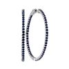 3.75 CTW Blue Sapphire Hoop Earrings 14KT White Gold - REF-119N9F