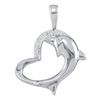 0.03 CTW Diamond Dolphin Heart Pendant 10KT White Gold - REF-12X2Y