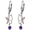 Genuine 0.80 ctw Amethyst Earrings Jewelry 14KT White Gold - REF-38N2R