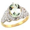 Natural 2.92 ctw green-amethyst & Diamond Engagement Ring 14K Yellow Gold - REF-102G7M
