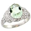 Natural 2.92 ctw green-amethyst & Diamond Engagement Ring 14K White Gold - REF-102H7W