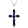 Genuine 1.50 ctw Sapphire Necklace Jewelry 14KT White Gold - REF-36Y5F