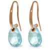 Genuine 8 ctw Blue Topaz Earrings Jewelry 14KT Rose Gold - REF-36Z8N