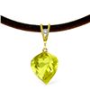 Genuine 10.76 ctw Lemon Quartz & Diamond Necklace Jewelry 14KT Yellow Gold - REF-42M7T