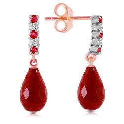 Genuine 6.9 ctw Ruby & Diamond Earrings Jewelry 14KT Rose Gold - REF-35W2Y