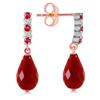 Image 1 : Genuine 6.9 ctw Ruby & Diamond Earrings Jewelry 14KT Rose Gold - REF-35W2Y