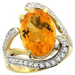 Natural 6.22 ctw citrine & Diamond Engagement Ring 14K Yellow Gold - REF-134K9R