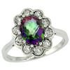 Natural 2.34 ctw Mystic-topaz & Diamond Engagement Ring 14K White Gold - REF-81N4G