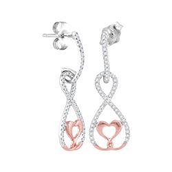 0.25 CTW Diamond Dangle Infinity Heart Earrings 10KT Two-tone Gold - REF-22K4W