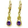Genuine 1.30 ctw Amethyst Earrings Jewelry 14KT Yellow Gold - REF-49Z3N