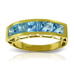 Genuine 2.25 ctw Blue Topaz Ring Jewelry 14KT Yellow Gold - REF-54V2W