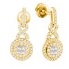 Image 1 : 0.50 CTWPrincess Diamond Soleil Cluster Dangle Earrings 14KT Yellow Gold - REF-59H9M