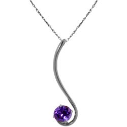 Genuine 0.55 ctw Amethyst Necklace Jewelry 14KT White Gold - REF-26P2H