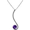Genuine 0.55 ctw Amethyst Necklace Jewelry 14KT White Gold - REF-26P2H