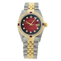 Rolex Pre-owned 36mm Mens Red Vignette Two Tone - REF-610W2Y