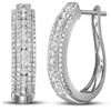 Image 1 : 1.21 CTW Diamond Oblong Hoop Earrings 14KT White Gold - REF-142M4H