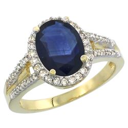 Natural 2.72 ctw blue-sapphire & Diamond Engagement Ring 10K Yellow Gold - REF-105Z2Y