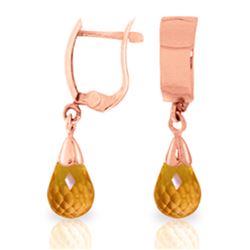 Genuine 2.5 ctw Citrine Earrings Jewelry 14KT Rose Gold - REF-22W3Y