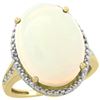 Image 1 : Natural 13.6 ctw Opal & Diamond Engagement Ring 14K Yellow Gold - REF-82K7R