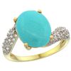 Natural 6.45 ctw turquoise & Diamond Engagement Ring 14K Yellow Gold - REF-72A3V