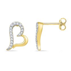 0.10 CTW Diamond Heart Screwback Earrings 10KT Yellow Gold - REF-10W5K