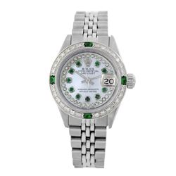 Rolex Pre-owned 26mm Womens Custom String White MOP Stainless Steel - REF-480W4Y