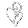 0.10 CTW Diamond Heart Love Pendant 10KT White Gold - REF-13F4N