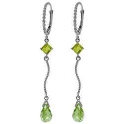 Genuine 3.5 ctw Peridot Earrings Jewelry 14KT White Gold - REF-33W8Y